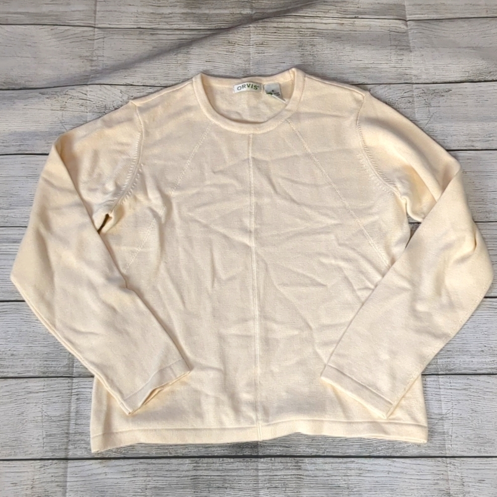 Orvis cream cashmere blend sweater size small
